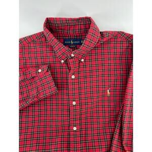 Polo Ralph Lauren Classic Fit Button Down Shirt Mens XXL Red Black Plaid Preppy